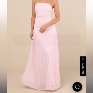 Lulus Celebratory Aesthetic Blush Pink Pleated Strapless Maxi Dress